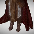 Medieval Game Movie Character Wearing Silver Armor With Red Brown Cloak And Helmet