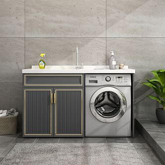 Light Luxury Washing Machine Cabinet Sink Balcony Washing Machine Sink Combination Bathroom Cabinet Balcony Cabinet 3d model