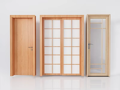 Japanese-style swing door, barrier, wooden door, lattice, wooden door 3d model