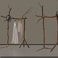Natural Wooden Branch Coat Racks With Hanging Dress Hat And Clothing