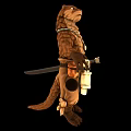 Otter Like Game Character With Brown Fur Necklace Belt Knife And White Apron