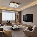 Warm Modern Minimalist Living Dining Room Interior Design With Cozy Ambient Lighting And Comfortable Furniture