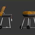 Orange Barbecue Grills With Black Grills Metal Stands Wheels And Rust Wear For Household Use
