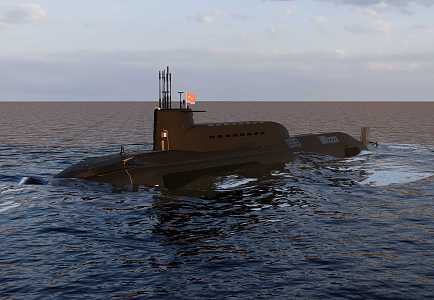 modern nuclear attack submarine 3d model