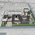Modern School Simple Primary and Secondary School 3d model