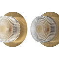 Double Gold Ceiling Lights with Transparent Striped Glass Shades Modern Home Lighting