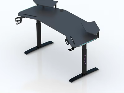 Modern Adjustable Height Functional Desk With Side Holders And Stable Base 3d model
