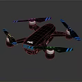 Modern Drone With Four Propellers Blue Lights And Sleek Body Design 3d model