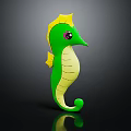 Cute Green Seahorse Doll With Yellow Fins Purple Eyes And Yellow Stripes