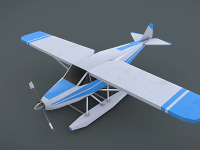 Blue And White Helicopter Model With Rotor And Fuselage Design Details 3d model