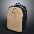 Modern Beige And Black Backpack With Fabric Material And Zipper Details