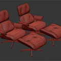 Modern Lounge Chair Set with Light Gray Fabric and Silver Leather Ottoman Design