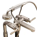 Modern Stainless Steel Faucet With Double Handle Spout And Control Knob Design