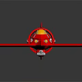 Red Futuristic Spaceship Model With Sharp Wings Yellow Cockpit And Metallic Finish