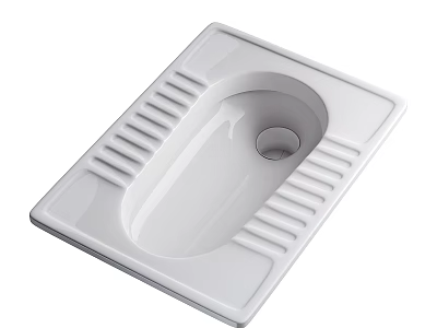 White Squat Toilet with Smooth Surface and Modern Side Steps Design 3d model