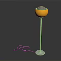 Modern Floor Lamp With Yellow Spherical Shade And Silver Pole Base