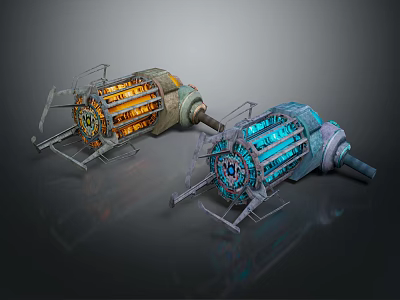 Two Futuristic Sci Fi Weapons With Complex Structure And Glowing Components 3d model