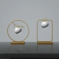 Elegant Table Lamps with Gold Frame Round Square Design and White Globe Shade 3d model