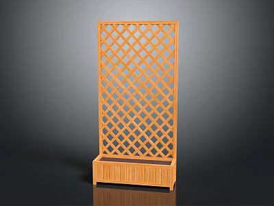 Bamboo Room Divider With Lattice Pattern And Bottom Storage Cabinet 3d model