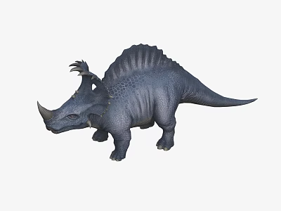Dark Blue Dinosaur Model With Frilled Back And Horned Head Design 3d model