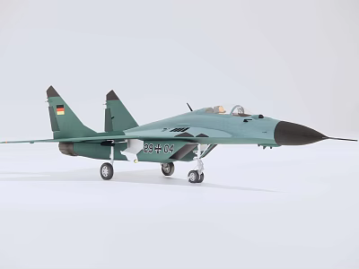Side View Of Green Military Fighter Jet With German Flag Emblem And Details 3d model