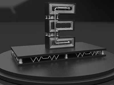 Modern Black Bedside Table With Metal Geometric Design And Decorative Storage Base Details 3d model