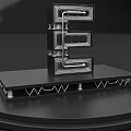 Modern Black Bedside Table With Metal Geometric Design And Decorative Storage Base Details