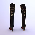 Dark Blue Tall Boots With Zipper Design And High Heel For Women Fashion