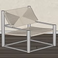 Modern Leisure Chair With Metal Frame And Woven Beige Seat Minimalist Design