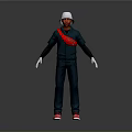 3D Character Outfit Design With Green Overalls White Hat Red Scarf White Gloves And Shoes