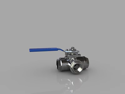 Stainless Steel Ball Valve With Blue Handle For Industrial Pipeline Use 3d model