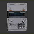 Futuristic White Mobile System Console With Blue Digital Screen And Wheels