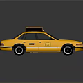 Yellow Classic Taxi Car With Shiny Exterior Roof Light And Black Wheels