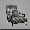 Modern Accent Chair With Black And White Houndstooth Pattern And Black Frame 3d model