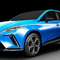 Blue Modern Electric Car With Sleek Front Design And Alloy Wheels
