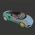 Blue Sports Car With Black Roof And Green Windows Sleek Modern Design And Black Wheels