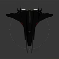 Futuristic Black Bat Shaped Flying Vehicle With Red Accent Lights And Sleek Design