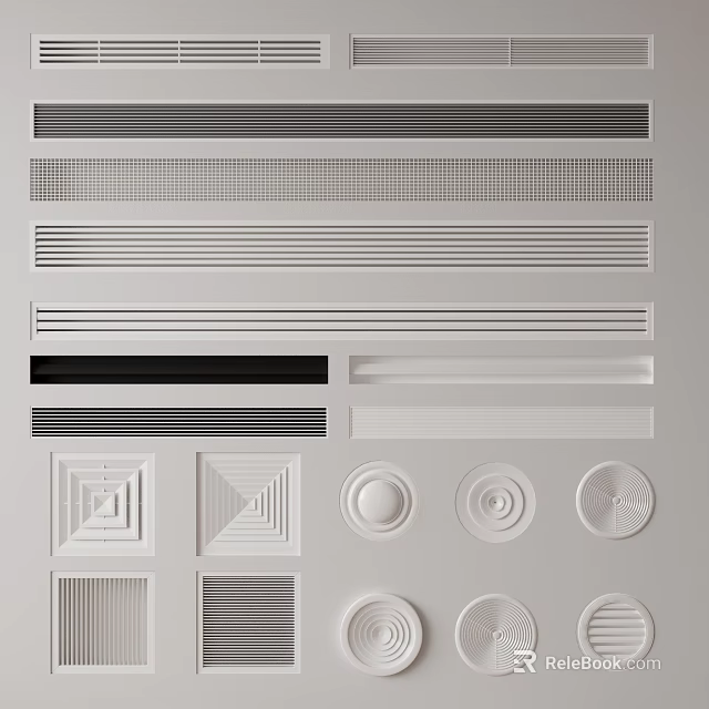 Air Conditioner Vents With Various Shapes And Patterns 3d model