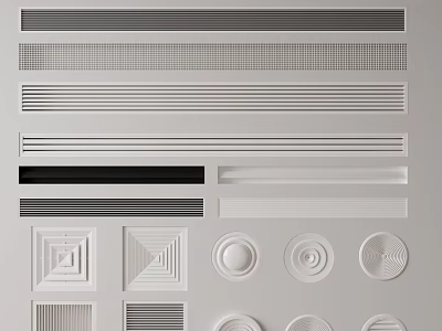 Air Conditioner Vents With Various Shapes And Patterns 3d model
