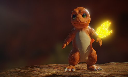 Modern game character small fire dragon 3d model