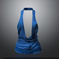 Blue Camisole With V Neck Ruched Design And Trimmed Hem Details