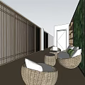 Stylish Beauty Salon Interior With Geometric Floor Tiles Wooden Partitions And Round Mirror