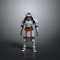 Decorative White Samurai Armor With Orange Sash And Intricate Design For Home Decor