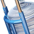 Two Blue Utility Hand Trucks With One Holding Large Water Bottle 3d model