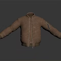Brown Suede Jacket With Front Zipper And Decorative Sleeve Details