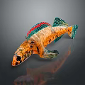 Vibrant Aquatic Animal Colorful Fish With Orange Green Red Fins And Striped Body