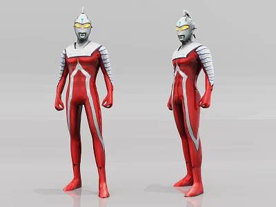 Ultraman Game Movie Character With Red And Silver Costume Standing Pose 3d model
