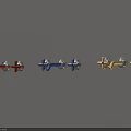 Red Blue And Gold Modern Faucet Designs Displayed In A Row On Gray Background
