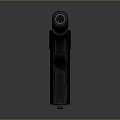 Detailed Black Metal Pistol With Detachable Magazine On Gray Background Surface