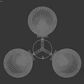 Modern Style Chandelier with Three White Pleated Shades and Metal Frame